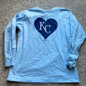 KC Heart Kids Long Sleeve Shirt - Light Blue Royals Girls Size 7